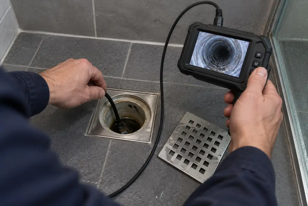 Lekdetectie Velp – endoscoop-inspectie in een douchegoot